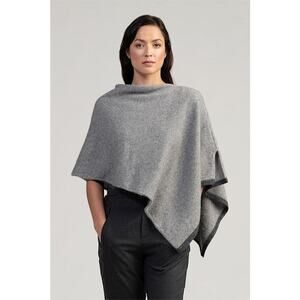 Merinomink Poncho Sweater Angora Silk Merino Shawl Two-tone Gray Women’s O/S